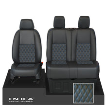 Load image into Gallery viewer, Mercedes Benz Sprinter INKA Front Set Tailored Leatherette Seat Covers Black Bentley Diamond Quilt (7 Colours) with embroidery MY18 to Present Fits All Derivatives - Plain Embroidery

