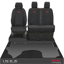Load image into Gallery viewer, New Mercedes Benz Sprinter INKA Front 1+2 Tailored Waterproof Seat Covers &amp; Tailored Rubber Mat Black MY18 To Present - CV Professional Embroidery
