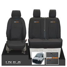 Load image into Gallery viewer, New Mercedes Benz Sprinter INKA Front Set Tailored Waterproof Seat Covers Black MY18 to Present Fits All Derivatives Choice of 7 Colours - R-SPORT Embroidery
