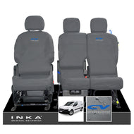 Peugeot Partner MK2 Front Inka Fully Tailored Waterproof Seat Covers Grey MY08-17 - CV Professional Embroidery