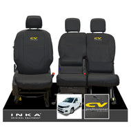 Peugeot Partner MK3 Front Inka Fully Tailored Waterproof Seat Covers Black MY2018 Onwards - CV Professional Embroidery