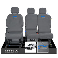 Peugeot Partner MK2 Front Inka Fully Tailored Waterproof Seat Covers Grey MY08-17 - CV Racing Embroidery