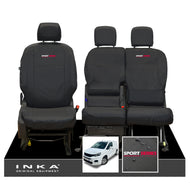 Peugeot Partner MK3 Front Inka Fully Tailored Waterproof Seat Covers Black MY2018 Onwards - R-SPORT Embroidery