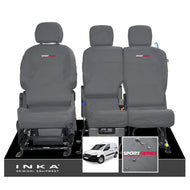 Peugeot Partner MK2 Front Inka Fully Tailored Waterproof Seat Covers Grey MY08-17 - R-SPORT Embroidery