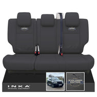 Range Rover SPORT L320 MK1 Rear Tailored Waterproof Seat Covers with Center Armrest Black MY05-13 With Global Explorer Edition Embroidery