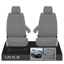 Load image into Gallery viewer, Range Rover Sport L320 MK1 INKA Front Pair Tailored Waterproof Seat Covers MY05-13 Grey With Global Explorer Edition Embroidery
