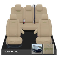 Range Rover SPORT L320 MK1 Front & Rear Set with Center Armrest Tailored Waterproof Seat Covers Almond MY05-13 With Balmoral Edition Embroidery