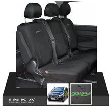 Load image into Gallery viewer, INKA Mercedes Benz Vito , V Class W447 Rear Crew Cab Waterproof Seat Covers Black (Choice of 7 Colours) - Formula CV Embroidery
