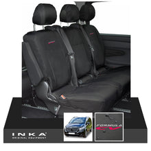 Load image into Gallery viewer, INKA Mercedes Benz Vito , V Class W447 Rear Crew Cab Waterproof Seat Covers Black (Choice of 7 Colours) - Formula CV Embroidery
