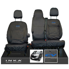 Load image into Gallery viewer, INKA Renault Trafic Sport (Business Plus) Tailored Waterproof Seat Covers Front Set 1+2 - Black MY14 Onwards - CV Professional Embroidery
