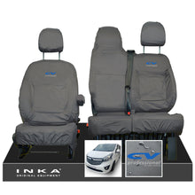 Load image into Gallery viewer, INKA Renault Trafic Sport (Business Plus) Tailored Waterproof Seat Covers Front Set 1+2 - Grey MY14 Onwards - CV Professional Embroidery
