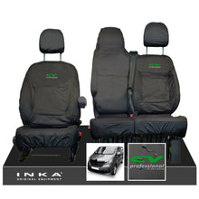 Load image into Gallery viewer, INKA Renault Trafic Sport (Business Plus) Tailored Waterproof Seat Covers Front Set 1+2 - Black MY14 Onwards - CV Professional Embroidery
