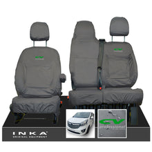 Load image into Gallery viewer, INKA Renault Trafic Sport (Business Plus) Tailored Waterproof Seat Covers Front Set 1+2 - Grey MY14 Onwards - CV Professional Embroidery
