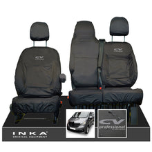 Load image into Gallery viewer, INKA Renault Trafic Sport (Business Plus) Tailored Waterproof Seat Covers Front Set 1+2 - Black MY14 Onwards - CV Professional Embroidery
