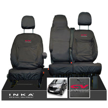 Load image into Gallery viewer, INKA Renault Trafic Sport (Business Plus) Tailored Waterproof Seat Covers Front Set 1+2 - Black MY14 Onwards - CV Professional Embroidery

