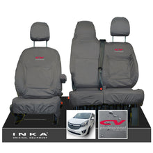 Load image into Gallery viewer, INKA Renault Trafic Sport (Business Plus) Tailored Waterproof Seat Covers Front Set 1+2 - Grey MY14 Onwards - CV Professional Embroidery
