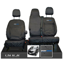 Load image into Gallery viewer, INKA Renault Trafic Sport (Business Plus) Tailored Waterproof Seat Covers Front Set 1+2 - Black MY14 Onwards - Sport-Series Embroidery
