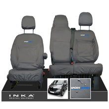 Load image into Gallery viewer, INKA Renault Trafic Sport (Business Plus) Tailored Waterproof Seat Covers Front Set 1+2 - Grey MY14 Onwards - Sport-Series Embroidery

