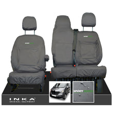 Load image into Gallery viewer, INKA Renault Trafic Sport (Business Plus) Tailored Waterproof Seat Covers Front Set 1+2 - Grey MY14 Onwards - Sport-Series Embroidery
