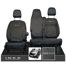 Load image into Gallery viewer, INKA Renault Trafic Sport (Business Plus) Tailored Waterproof Seat Covers Front Set 1+2 - Black MY14 Onwards - Sport-Series Embroidery
