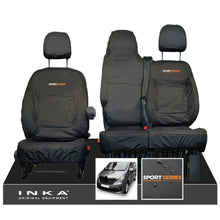 Load image into Gallery viewer, INKA Renault Trafic Sport (Business Plus) Tailored Waterproof Seat Covers Front Set 1+2 - Black MY14 Onwards - Sport-Series Embroidery

