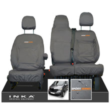 Load image into Gallery viewer, INKA Renault Trafic Sport (Business Plus) Tailored Waterproof Seat Covers Front Set 1+2 - Grey MY14 Onwards - Sport-Series Embroidery
