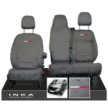 Load image into Gallery viewer, INKA Renault Trafic Sport (Business Plus) Tailored Waterproof Seat Covers Front Set 1+2 - Grey MY14 Onwards - Sport-Series Embroidery
