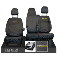 Load image into Gallery viewer, INKA Renault Trafic Sport (Business Plus) Tailored Waterproof Seat Covers Front Set 1+2 - Black MY14 Onwards - Sport-Series Embroidery

