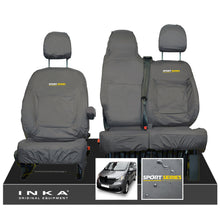 Load image into Gallery viewer, INKA Renault Trafic Sport (Business Plus) Tailored Waterproof Seat Covers Front Set 1+2 - Grey MY14 Onwards - Sport-Series Embroidery
