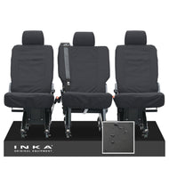 VW Transporter Shuttle T6.1, T6 Rear 1+1+1 Tailored Waterproof Seat Covers Black MY-15-23 - Plain (inferred) Embroidery