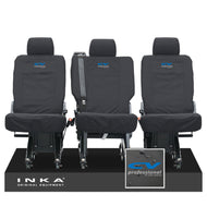 VW Transporter Shuttle T6.1, T6 Rear 1+1+1 Tailored Waterproof Seat Covers Black MY-15-23 - CV Professional Embroidery