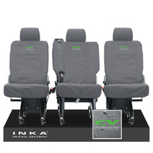 Load image into Gallery viewer, VW Transporter Shuttle T6.1, T6 Rear 1+1+1 Tailored Waterproof Seat Covers Grey MY-15-23 - CV Professional Embroidery
