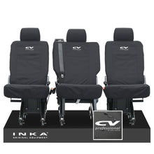 Load image into Gallery viewer, VW Transporter Shuttle T6.1, T6 Rear 1+1+1 Tailored Waterproof Seat Covers Black MY-15-23 - CV Professional Embroidery
