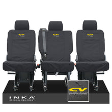 Load image into Gallery viewer, VW Transporter Shuttle T6.1, T6 Rear 1+1+1 Tailored Waterproof Seat Covers Black MY-15-23 - CV Professional Embroidery
