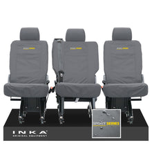 Load image into Gallery viewer, VW Transporter Shuttle T6.1, T6 Rear 1+1+1 Tailored Waterproof Seat Covers Grey MY-15-23 - Sport-Series Embroidery
