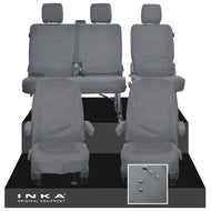 VW Transporter T6.1, T6, T5.1 Front 1+1 & Rear 2+1 Tailored Waterproof Seat Covers Grey MY 10-24 - Plain Embroidery