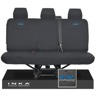 VW Transporter T6.1,T6,T5.1 INKA Rear Triple Tailored Waterproof Seat Cover Set Black MY 09-23 - CV Professional Embroidery