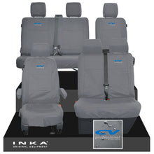 Load image into Gallery viewer, VW Transporter T6.1, T6, T5.1 Front 1+2 &amp; Rear 2+1 Tailored Waterproof Seat Covers Grey MY-10-24 - CV-Series Embroidery
