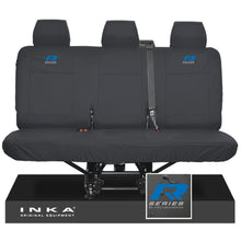 Load image into Gallery viewer, VW Transporter T6.1,T6,T5.1 INKA Rear Triple Tailored Waterproof Seat Cover Set Black MY 09-23 - R-Series Embroidery
