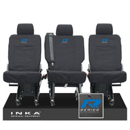 VW Transporter Shuttle T6.1, T6 Rear 1+1+1 Tailored Waterproof Seat Covers Black MY-15-23 - R-Series Embroidery