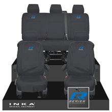 Load image into Gallery viewer, VW Transporter T6.1, T6, T5.1 INKA Front &amp; Rear Tailored Waterproof Seat Covers Black MY 10-24 - R-Series Embroidery
