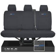 VW Transporter T6.1,T6,T5.1 INKA Rear Triple Tailored Waterproof Seat Cover Set Black MY 09-23 - Sport-Series Embroidery