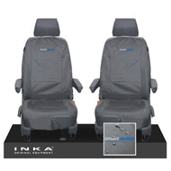VW Transporter T6.1,T6,T5.1 INKA Front 1+1 Tailored Waterproof Seat Covers Grey - Sport-Series Embroidery
