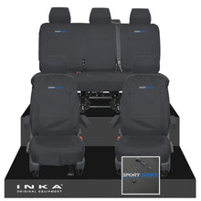Load image into Gallery viewer, VW Transporter T6.1, T6, T5.1 INKA Front &amp; Rear Tailored Waterproof Seat Covers Black MY 10-24 - Sport-Series Embroidery
