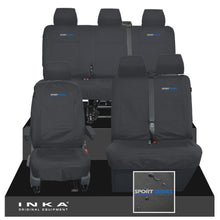 Load image into Gallery viewer, VW Transporter T6.1, T6, T5.1 Front 1+2 &amp; Rear Triple Tailored Waterproof Seat Covers Black MY 10-24 - Sport-Series Embroidery
