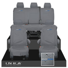 Load image into Gallery viewer, VW Transporter T6.1, T6, T5.1 INKA Front &amp; Rear Tailored Waterproof Seat Covers Grey MY 10-24 - Sport-Series Embroidery
