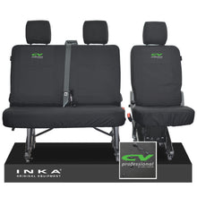 Load image into Gallery viewer, VW Transporter T6.1, T6 INKA Rear Set 2+1 Tailored Waterproof Seat Covers Black - CV Professional Embroidery
