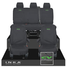 Load image into Gallery viewer, VW Transporter T6.1, T6, T5.1 INKA Front &amp; Rear Tailored Waterproof Seat Covers Black MY 10-24 - CV Professional Embroidery
