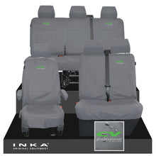 Load image into Gallery viewer, VW Transporter T6.1, T6, T5.1 Front 1+2 &amp; Rear Triple Tailored Waterproof Seat Covers Grey MY 10-24 - CV Professional Embroidery
