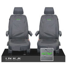 Load image into Gallery viewer, VW Transporter T6.1,T6,T5.1 INKA Front 1+1 Tailored Waterproof Seat Covers Grey - Plain (inferred) Embroidery
